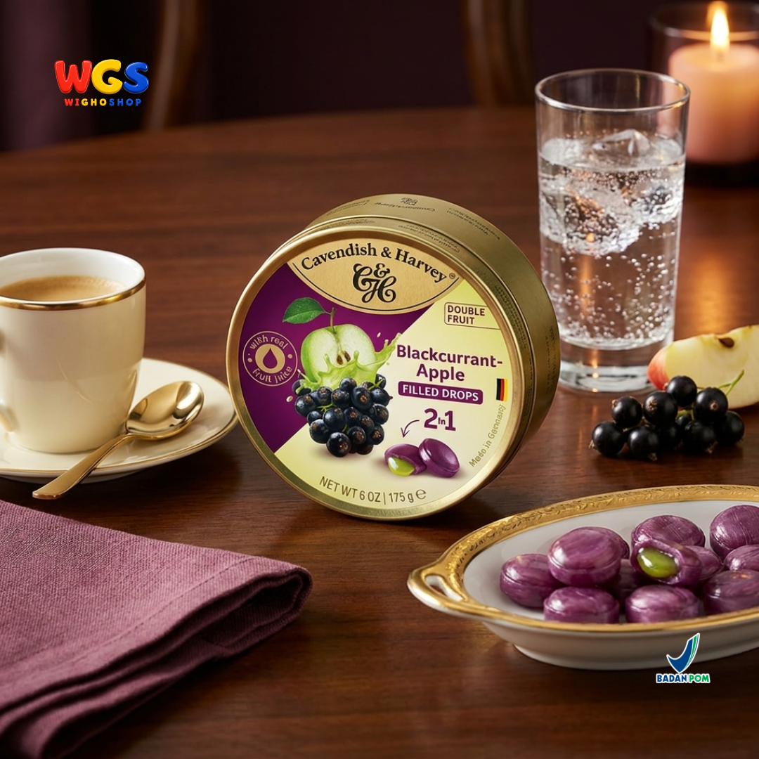 Cavendish & Harvey Double Fruit Drops 175g - 2 in 1 Blackcurrant & Apple Filled Candy
