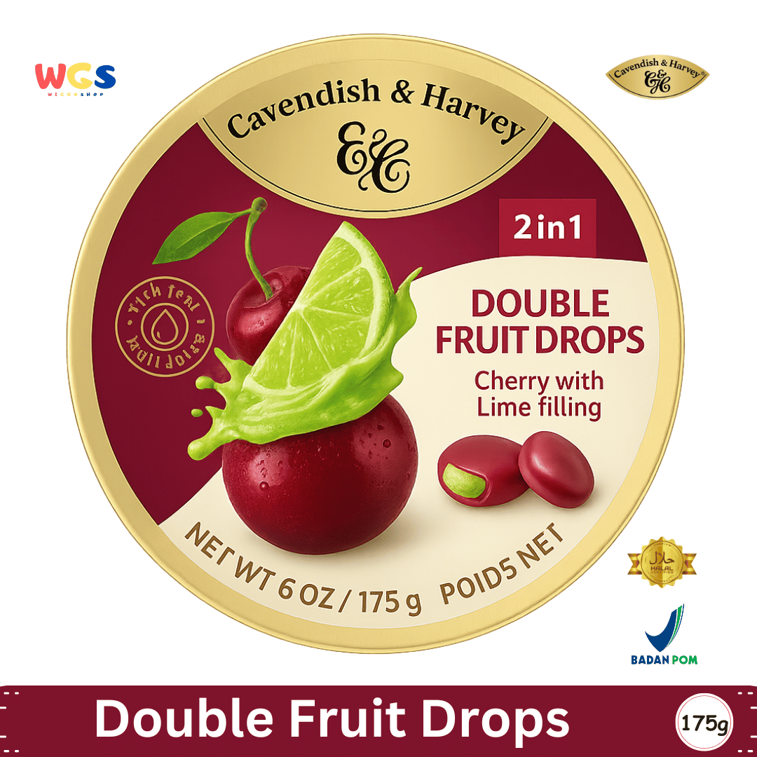 Cavendish & Harvey Double Fruit Drops 175g - Fresh 2-in-1 Lime-Filled Cherry Candy