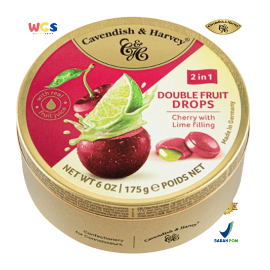 Cavendish & Harvey Double Fruit Drops 175g - Fresh 2-in-1 Lime-Filled Cherry Candy