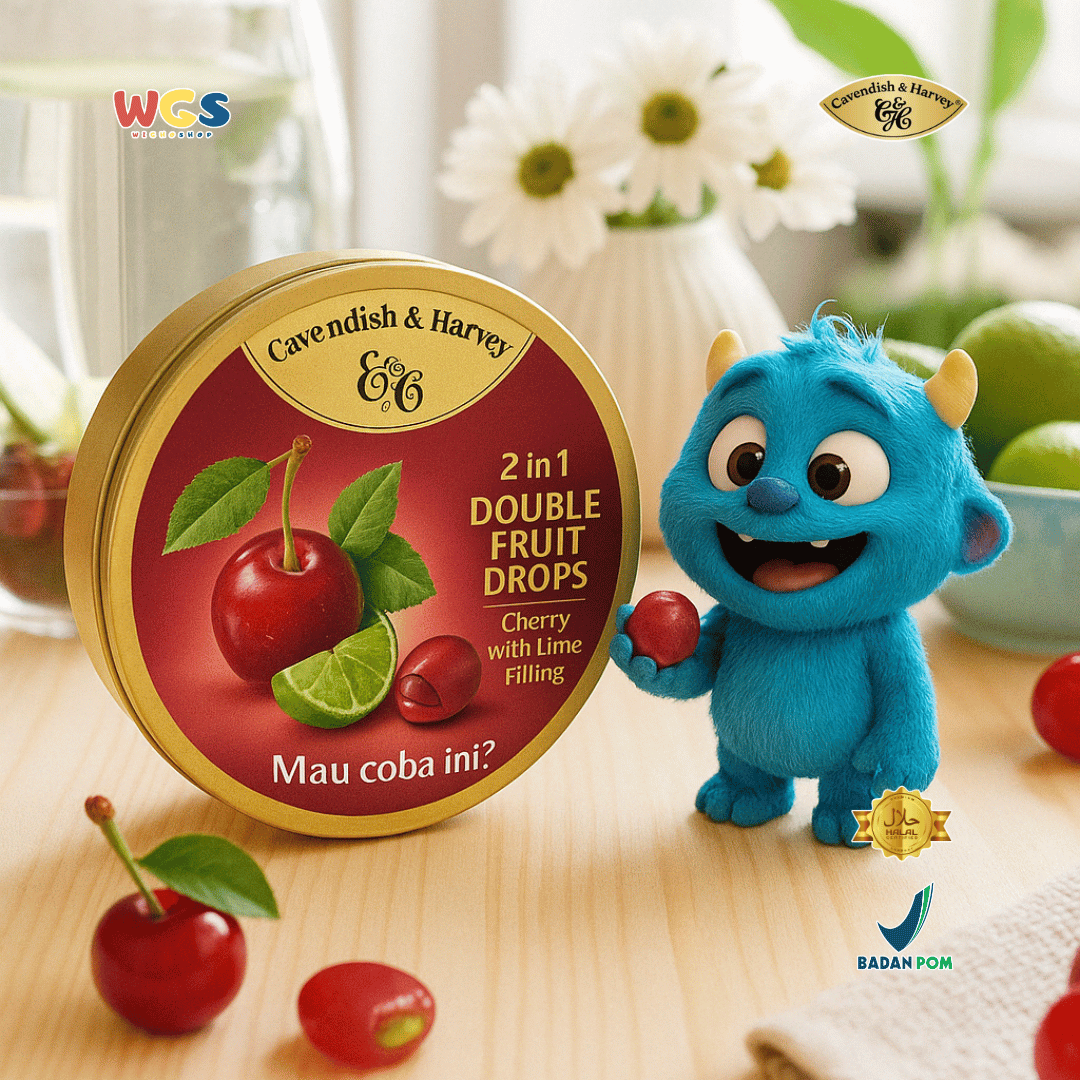 Cavendish & Harvey Double Fruit Drops 175g - Fresh 2-in-1 Lime-Filled Cherry Candy