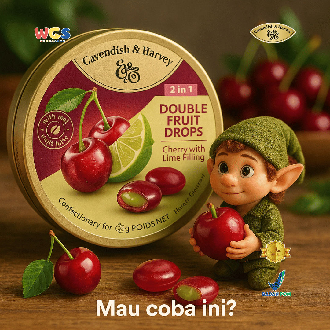 Cavendish & Harvey Double Fruit Drops 175g - Fresh 2-in-1 Lime-Filled Cherry Candy