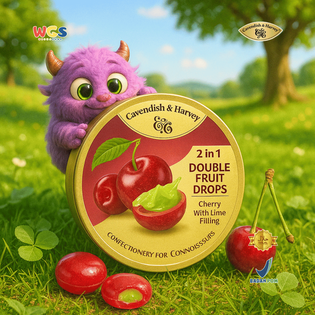 Cavendish & Harvey Double Fruit Drops 175g - Fresh 2-in-1 Lime-Filled Cherry Candy