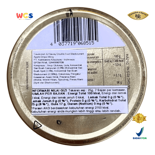 Cavendish & Harvey Double Fruit Drops 175g - 2 in 1 Blackcurrant & Apple Filled Candy