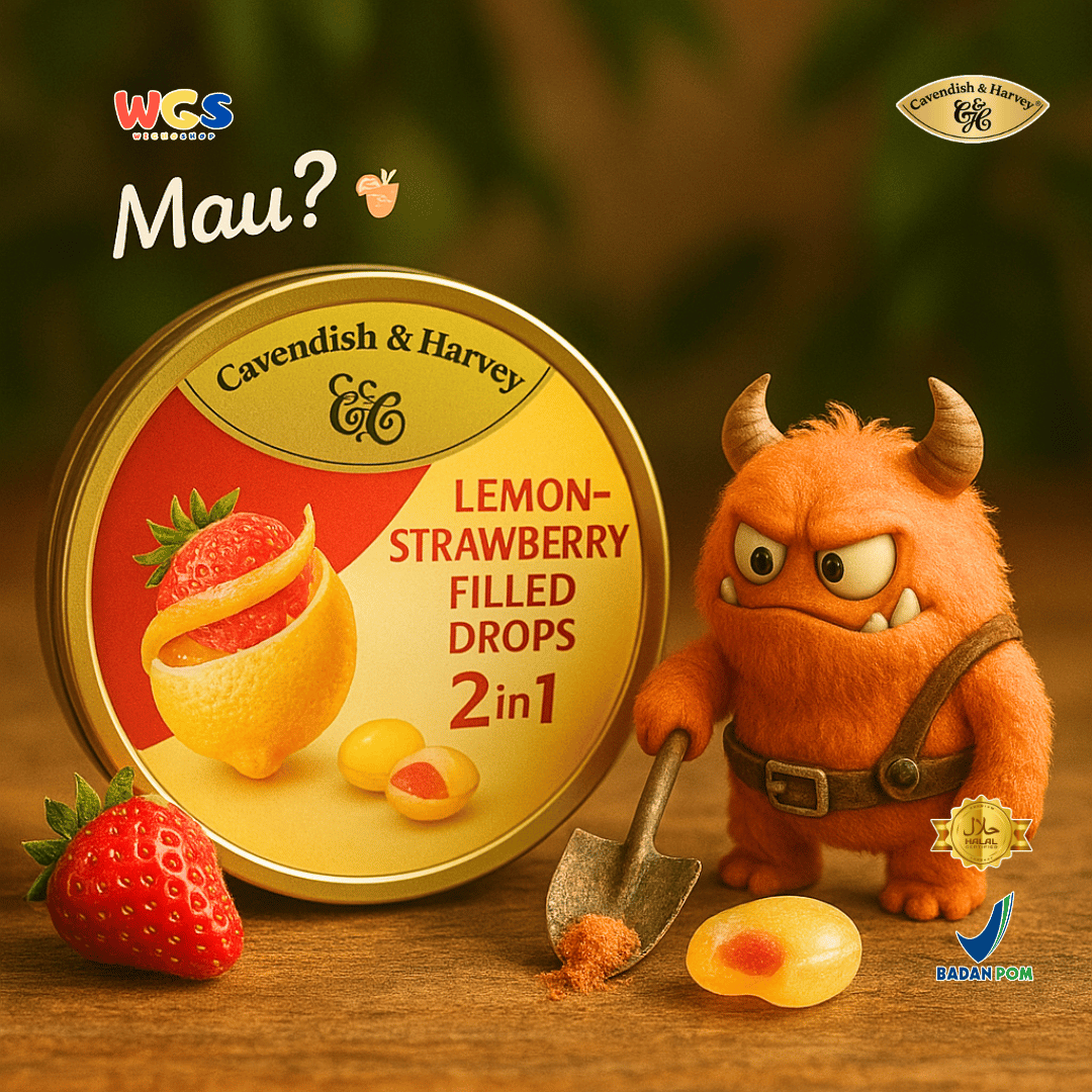Cavendish & Harvey Double Fruit Drops 175g - 2-in-1 Lemon Candy with Fresh Strawberry Filling