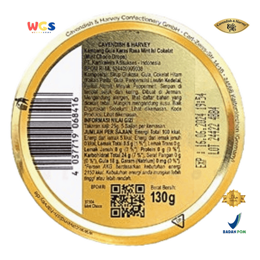 Cavendish & Harvey Filled Mint Choco Drops 130g - Special Edition Chocolate & Mint Filled Candy