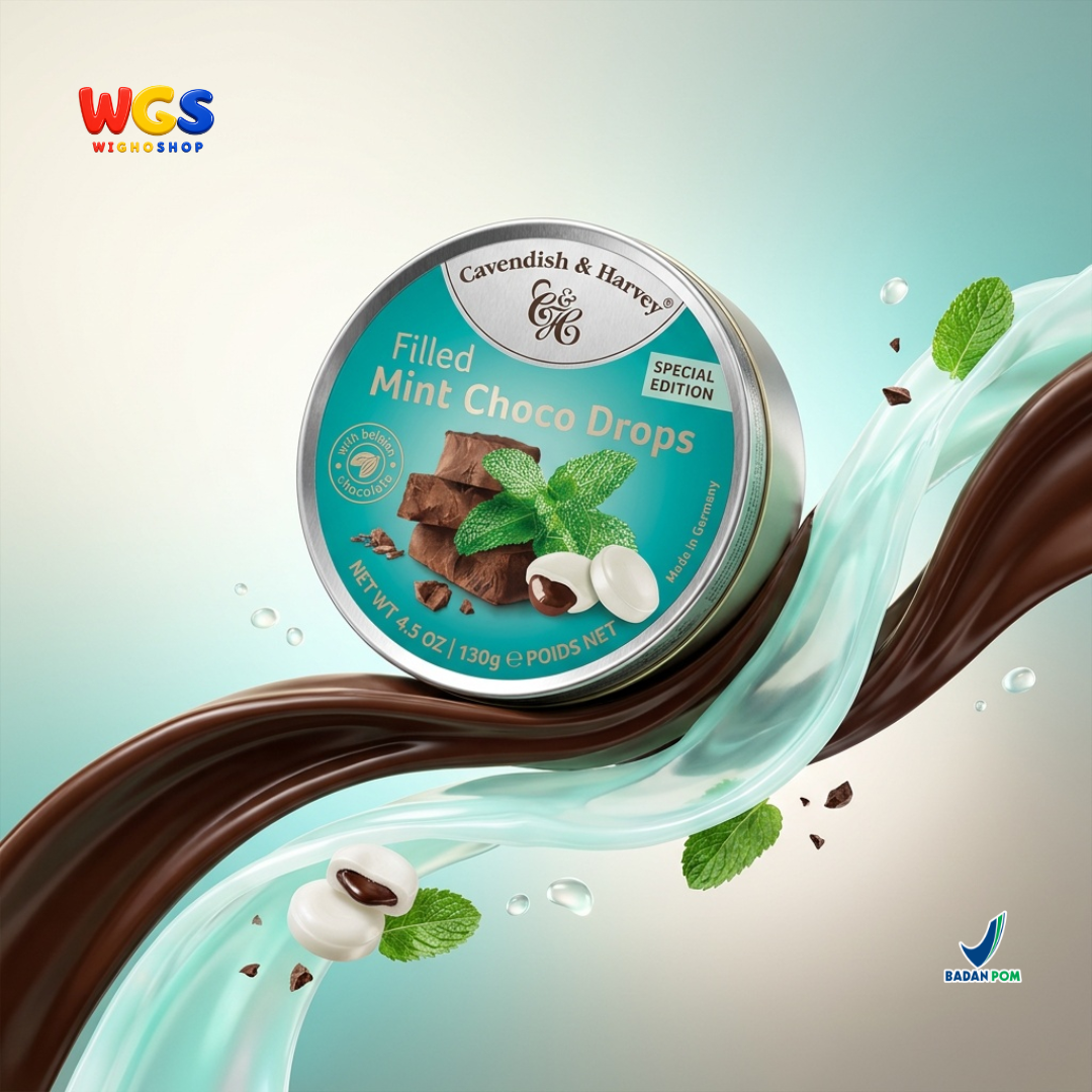 Cavendish & Harvey Filled Mint Choco Drops 130g - Permen Keras Mint Isi Cokelat Belgia Kaleng Jerman Special Edition