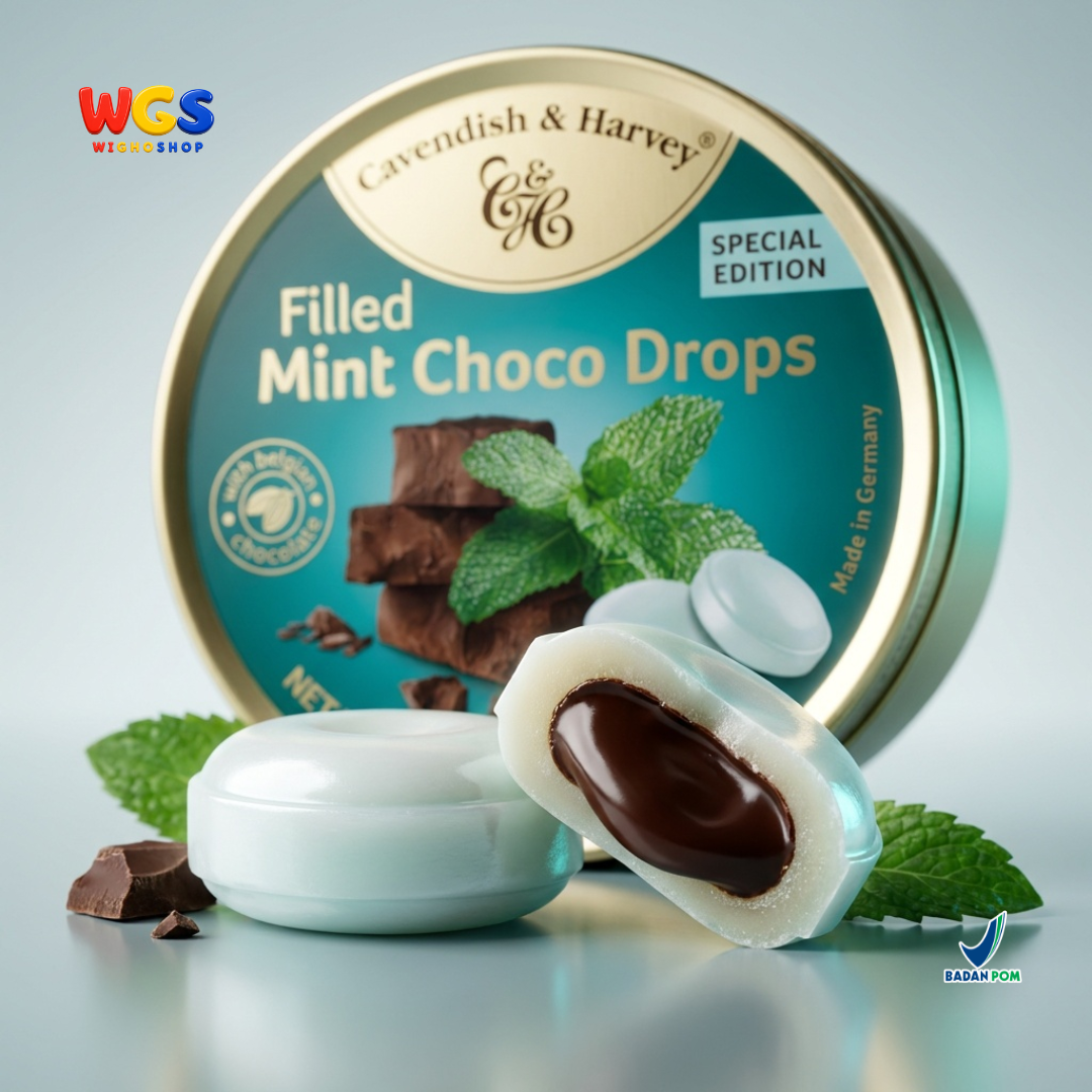 Cavendish & Harvey Filled Mint Choco Drops 130g - Permen Keras Mint Isi Cokelat Belgia Kaleng Jerman Special Edition