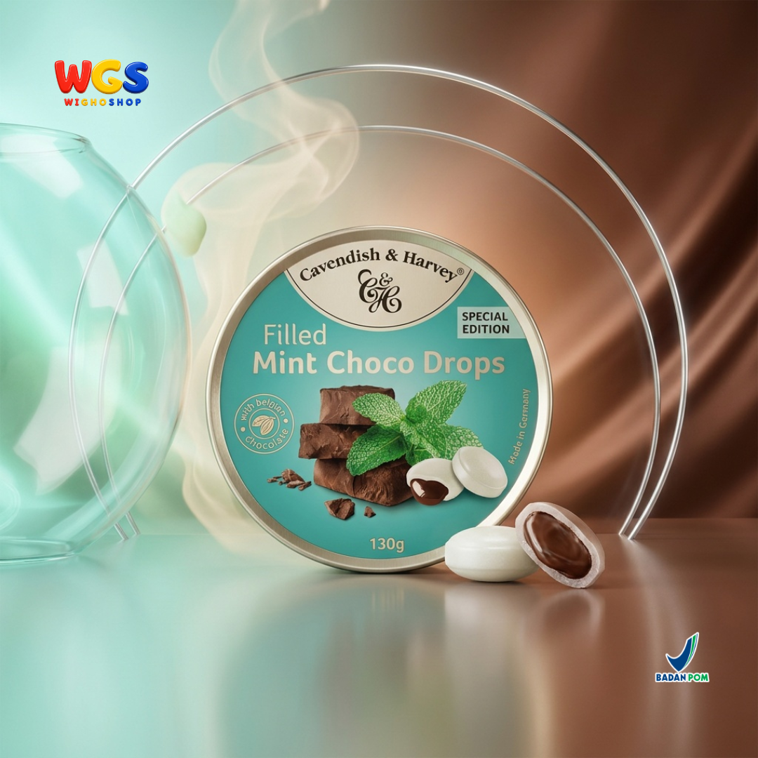 Cavendish & Harvey Filled Mint Choco Drops 130g - Permen Keras Mint Isi Cokelat Belgia Kaleng Jerman Special Edition