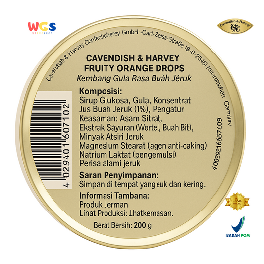 Cavendish & Harvey Fruity Orange Drops 200g - Fresh Orange Candy with Real Fruit Juice