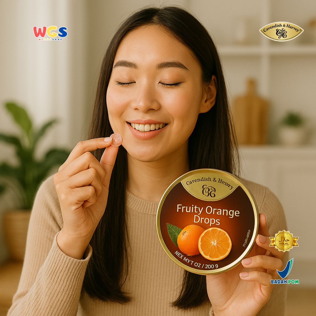 Cavendish & Harvey Fruity Orange Drops 200g - Permen Jeruk Segar dengan Jus Buah Asli