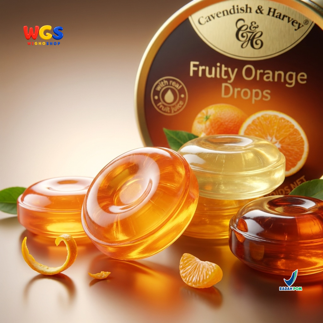 Cavendish & Harvey Fruity Orange Drops 200g - Permen Keras Rasa Jeruk Sari Buah Asli Kaleng Jerman Candy