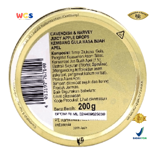 Cavendish & Harvey Juicy Apple Drops 200g - Permen Keras Rasa Apel Segar & Asli