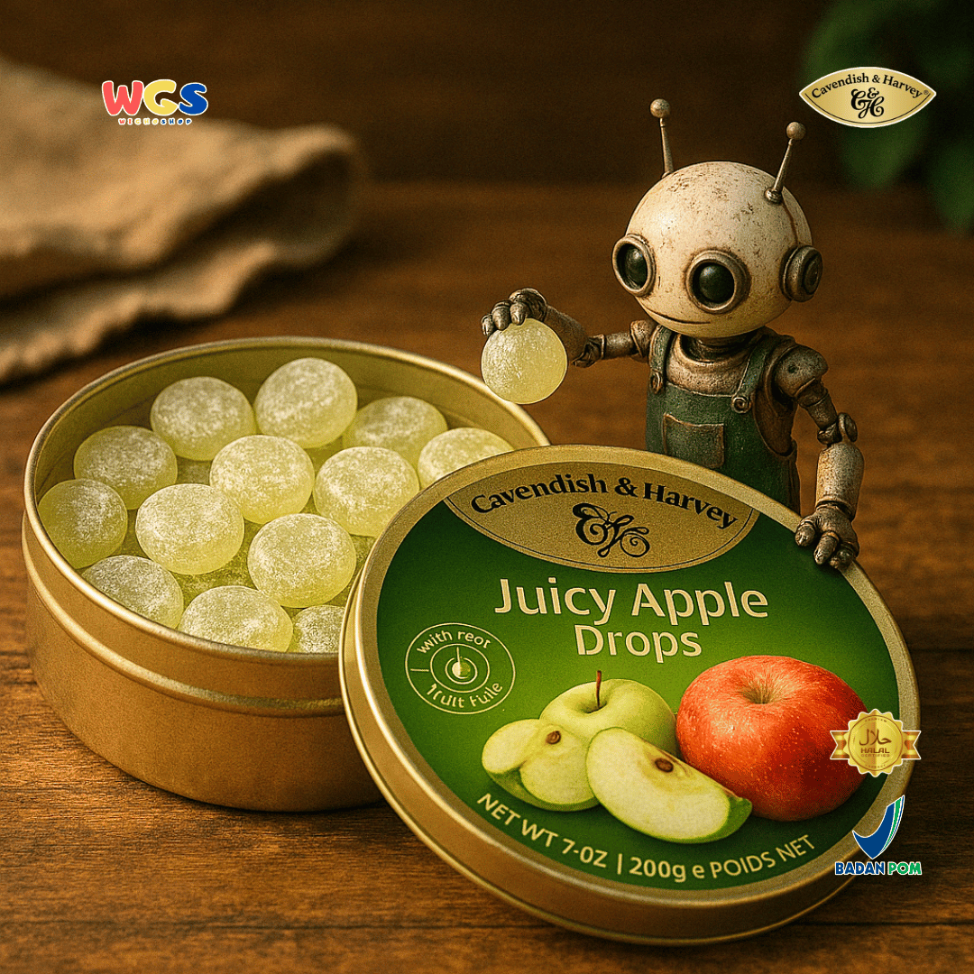 Cavendish & Harvey Juicy Apple Drops 200g - Fresh & Real Apple Flavored Hard Candy