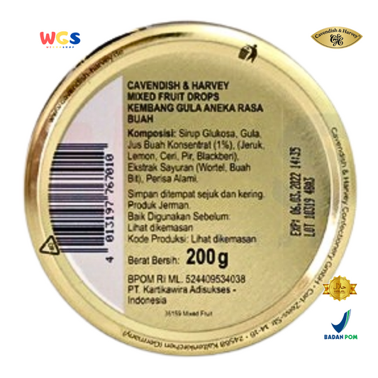 Cavendish & Harvey Mixed Fruit Drops 200g - Fresh & Premium Fruit Candy with Various Flavors