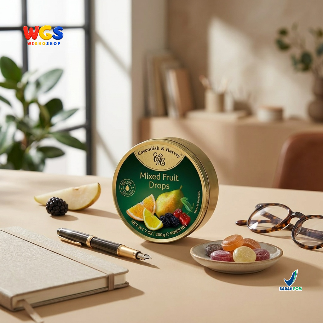 Cavendish & Harvey Mixed Fruit Drops 200g - Permen Keras Aneka Rasa Jeruk Lemon Ceri Pir Blackberry Kaleng Jerman