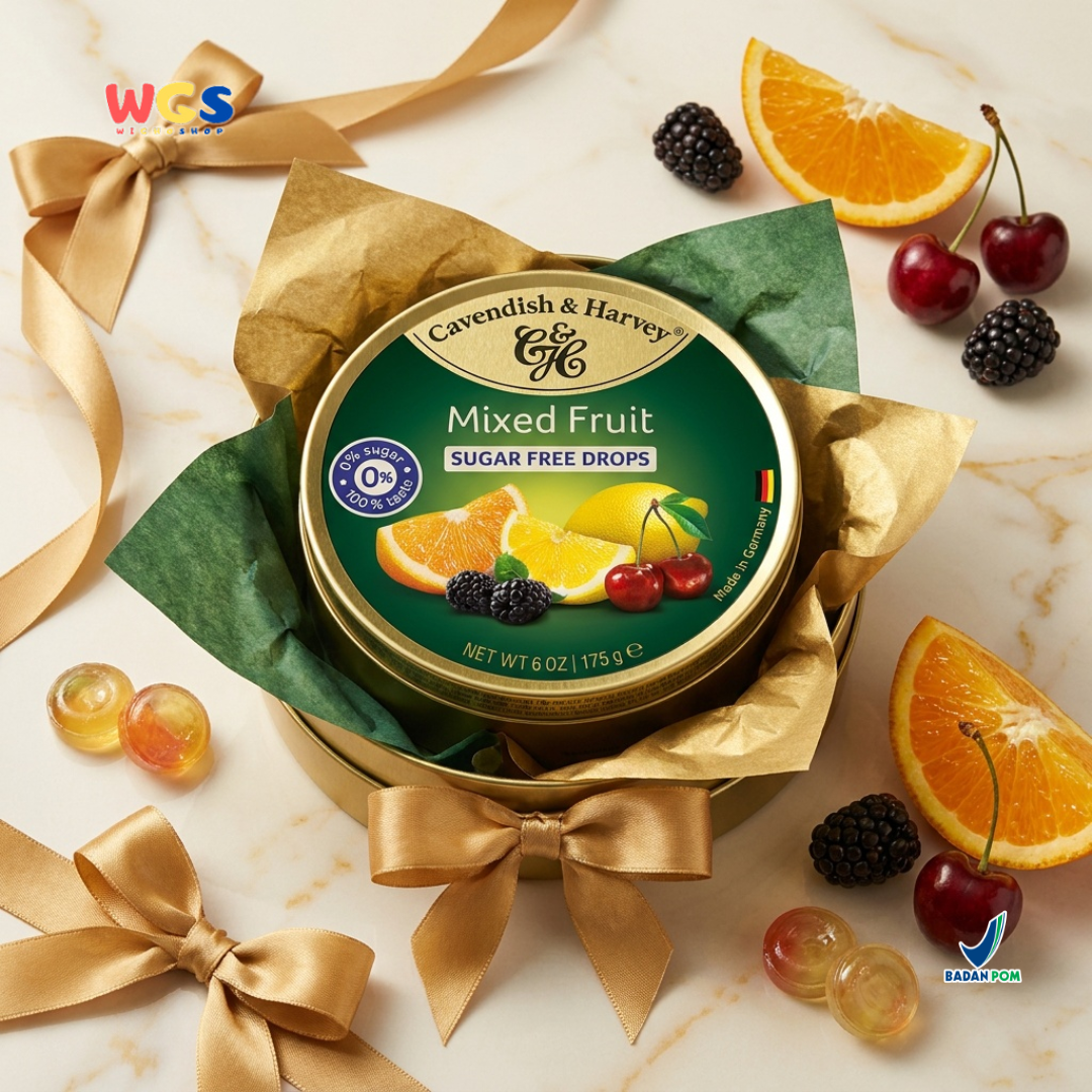 Cavendish & Harvey Sugar-Free Mixed Fruit Drops 175g - Sugar-Free & Refreshing Fruit Candy