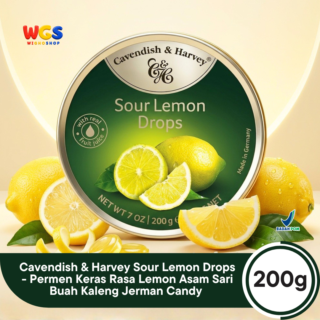 Cavendish & Harvey Sour Lemon Drops 200g - Fresh Sour Lemon Candy Made from Real Fruit Juice