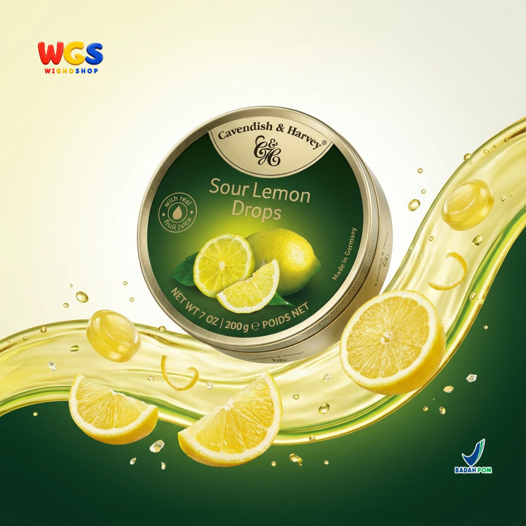 Cavendish & Harvey Sour Lemon Drops 200g - Fresh Sour Lemon Candy Made from Real Fruit Juice