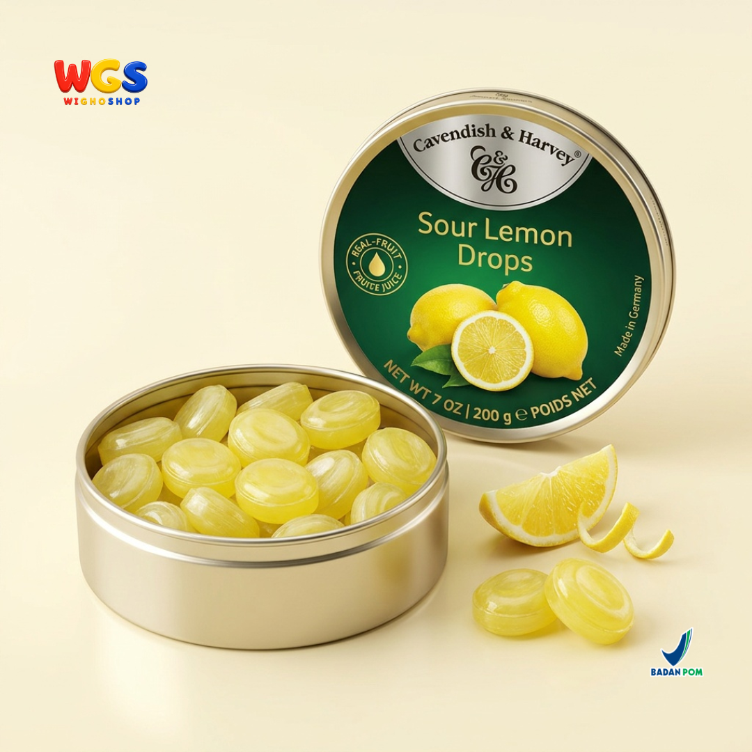 Cavendish & Harvey Sour Lemon Drops 200g - Fresh Sour Lemon Candy Made from Real Fruit Juice