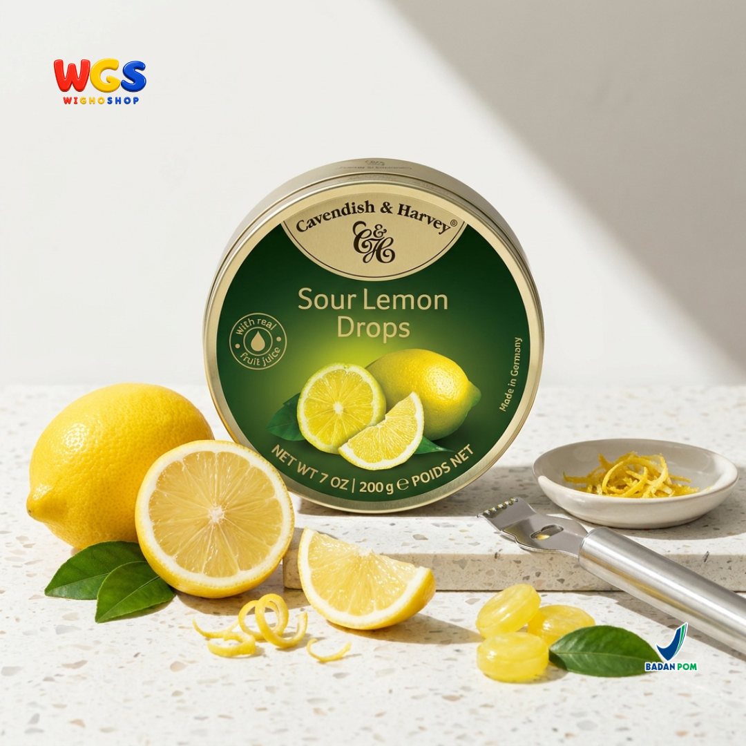 Cavendish & Harvey Sour Lemon Drops 200g - Fresh Sour Lemon Candy Made from Real Fruit Juice