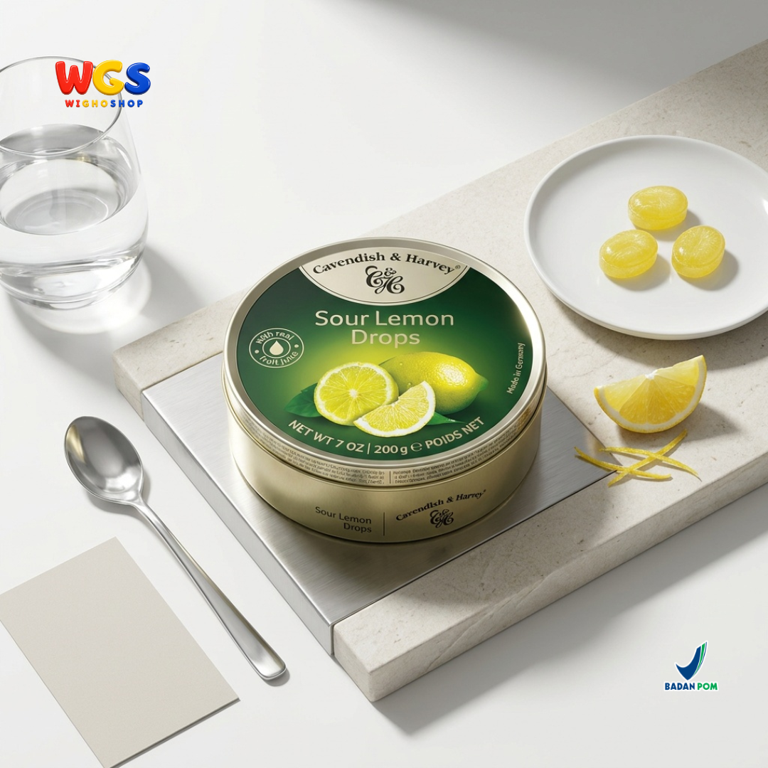 Cavendish & Harvey Sour Lemon Drops 200g - Fresh Sour Lemon Candy Made from Real Fruit Juice
