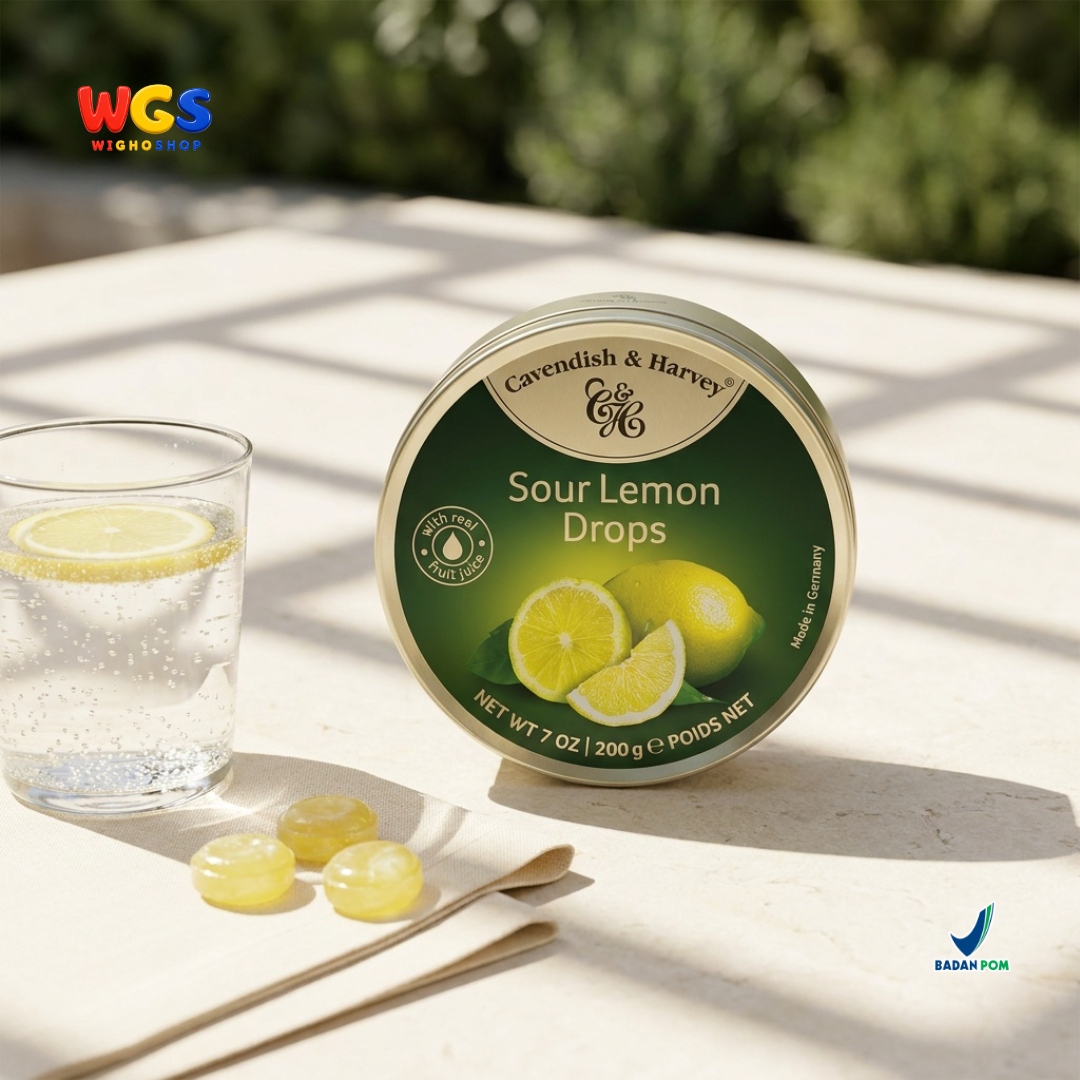 Cavendish & Harvey Sour Lemon Drops 200g - Fresh Sour Lemon Candy Made from Real Fruit Juice
