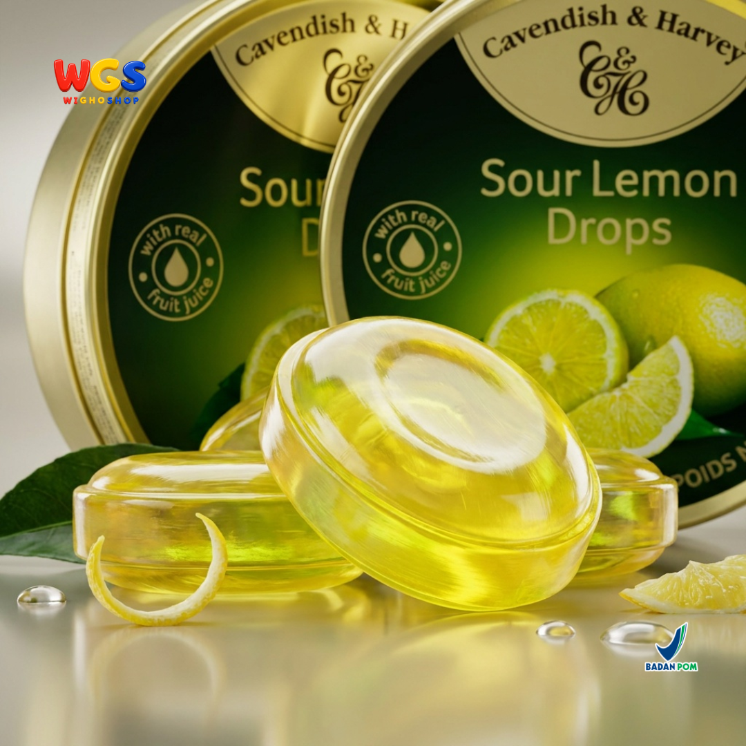 Cavendish & Harvey Sour Lemon Drops 200g - Fresh Sour Lemon Candy Made from Real Fruit Juice