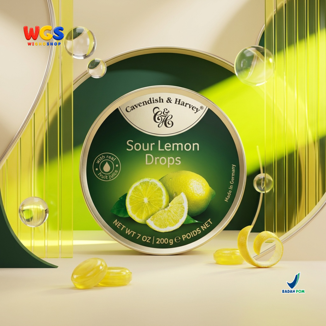 Cavendish & Harvey Sour Lemon Drops 200g - Fresh Sour Lemon Candy Made from Real Fruit Juice