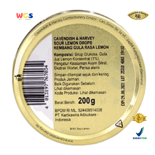 Cavendish & Harvey Sour Lemon Drops 200g - Fresh Sour Lemon Candy Made from Real Fruit Juice