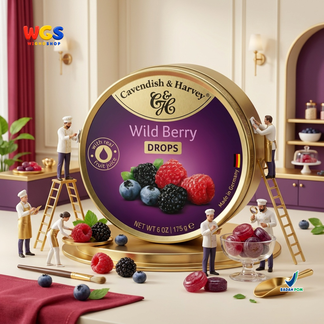 Cavendish & Harvey Wild Berry Drops 175g - Permen Keras Rasa Rasberi Bluberi Blackberi Sari Buah Kaleng Jerman