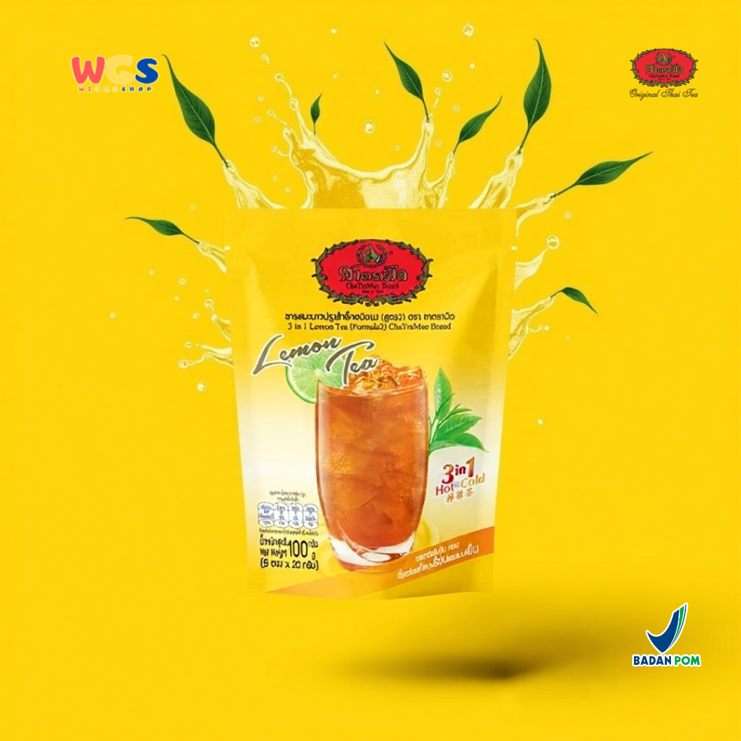 ChaTraMue Lemon Tea 3 in 1 (5 Sachets × 20g) 100g | Ready-to-Brew Thai Lemon Tea Hot & Cold