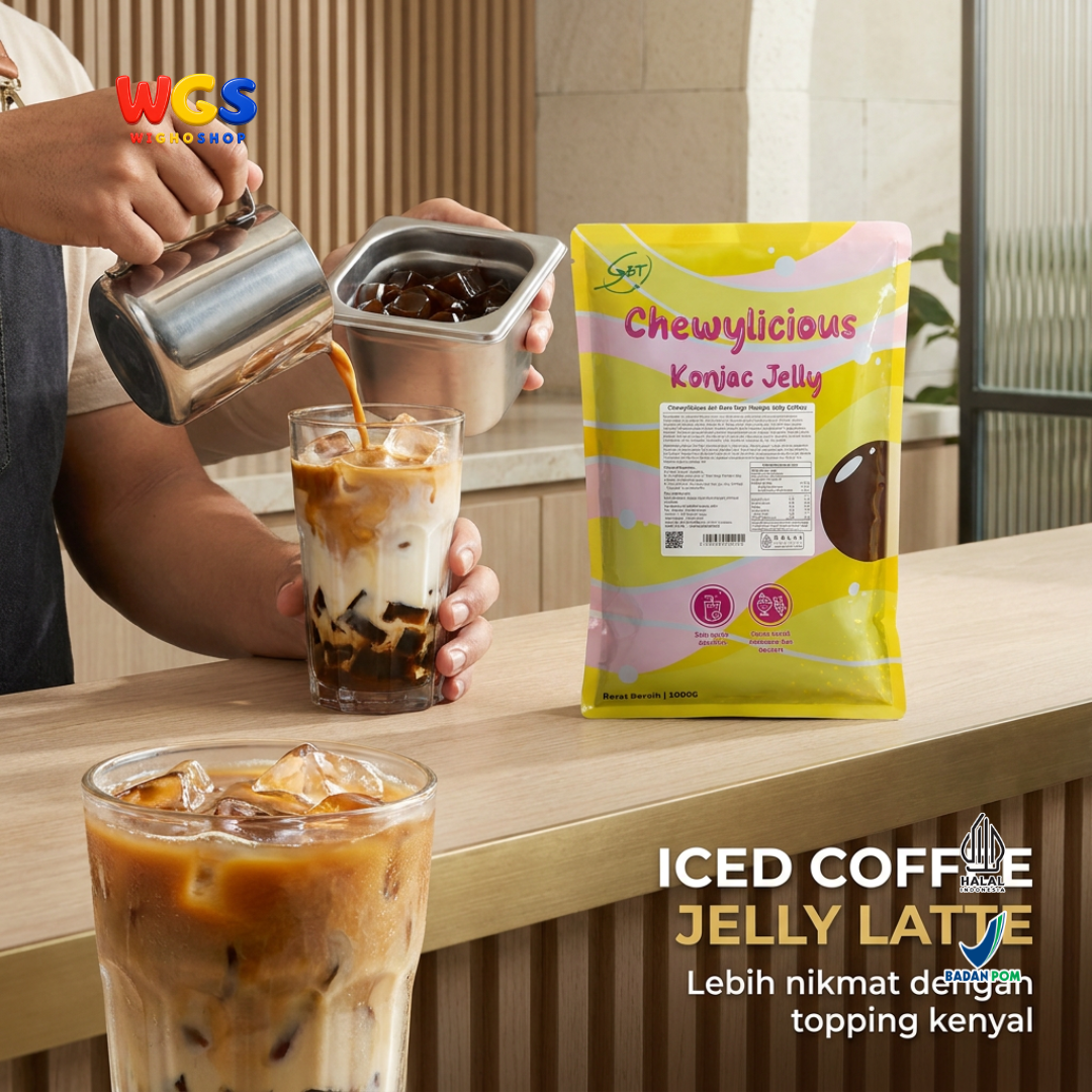 Chewylicious Konjac Jelly Coffee 1kg - Jeli Konnyaku Rasa Kopi Siap Makan Topping Es Kopi Latte Milk Tea Dessert