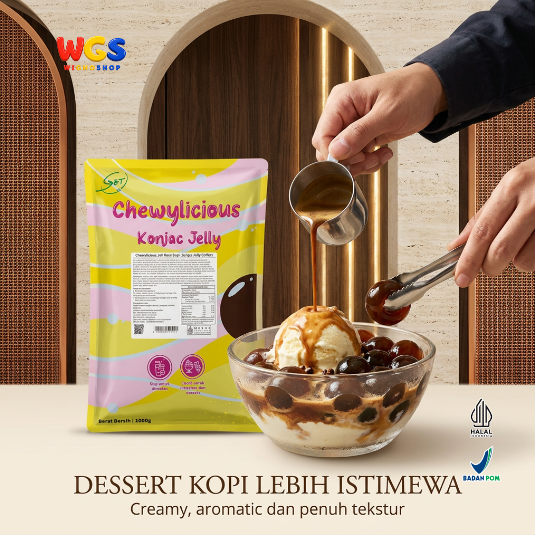 Chewylicious Konjac Jelly Coffee 1kg - Jeli Konnyaku Rasa Kopi Siap Makan Topping Es Kopi Latte Milk Tea Dessert