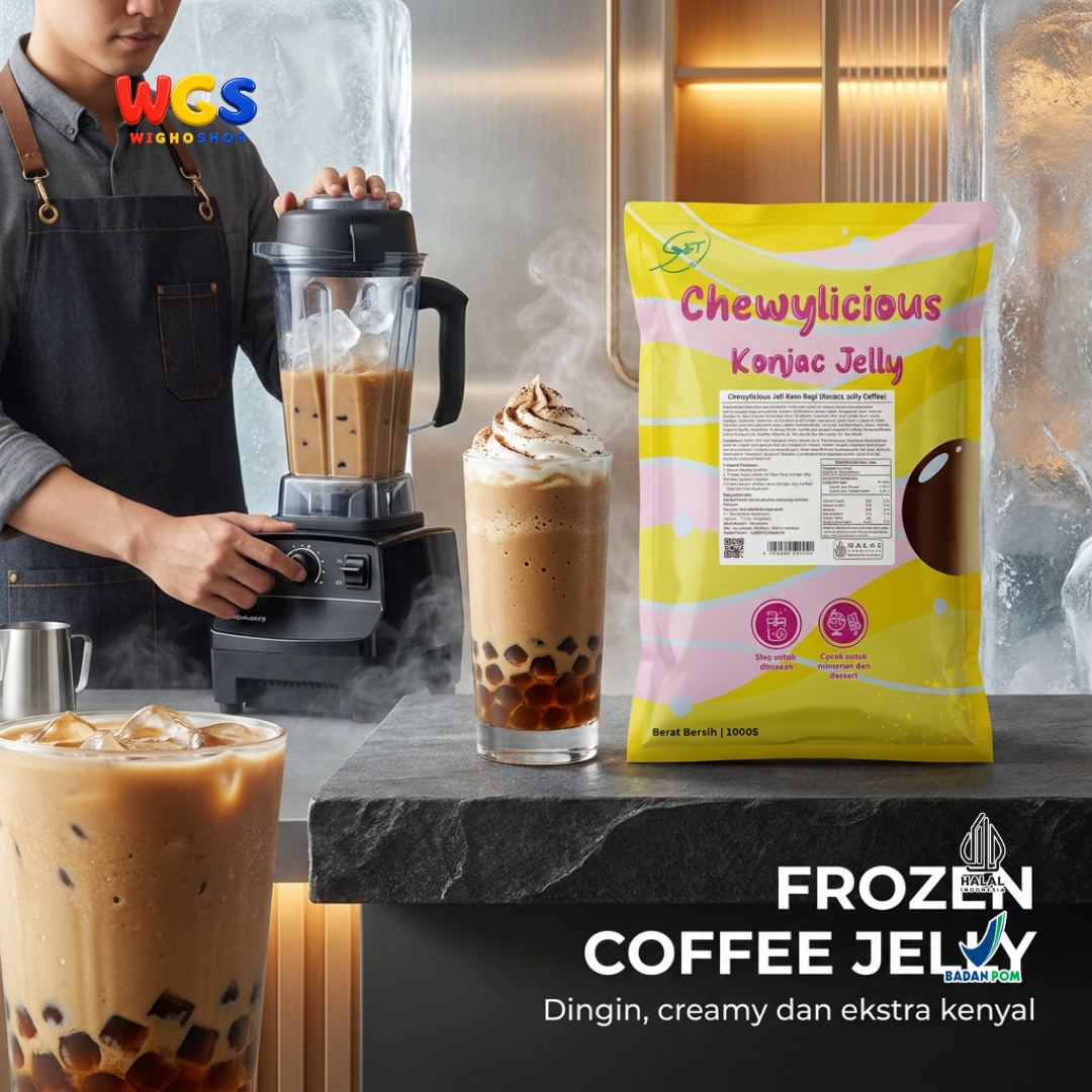 Chewylicious Konjac Jelly Coffee 1kg - Jeli Konnyaku Rasa Kopi Siap Makan Topping Es Kopi Latte Milk Tea Dessert