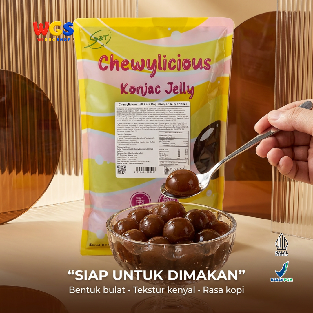 Chewylicious Konjac Jelly Coffee 1kg - Jeli Konnyaku Rasa Kopi Siap Makan Topping Es Kopi Latte Milk Tea Dessert