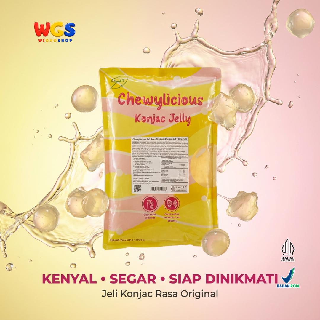 Chewylicious Konjac Jelly Original 1kg - Jeli Konjac Siap Makan Topping Minuman Boba Milk Tea Dessert