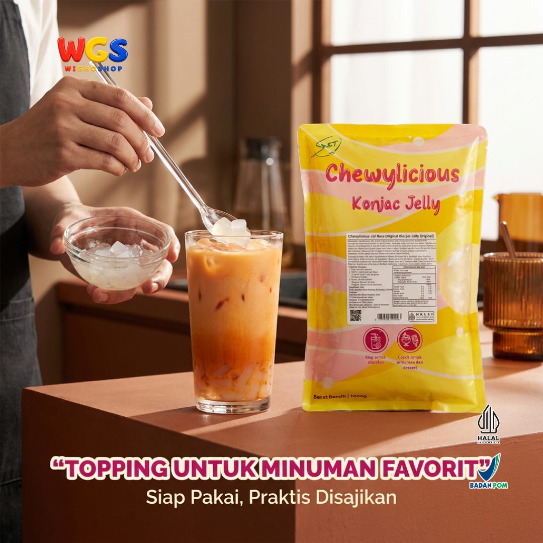 Chewylicious Konjac Jelly Original 1kg - Jeli Konjac Siap Makan Topping Minuman Boba Milk Tea Dessert