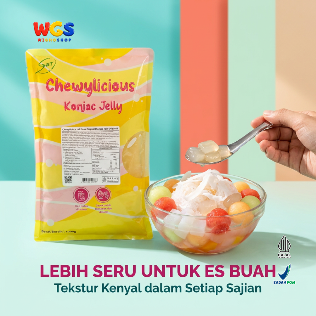 Chewylicious Konjac Jelly Original 1kg - Jeli Konjac Siap Makan Topping Minuman Boba Milk Tea Dessert