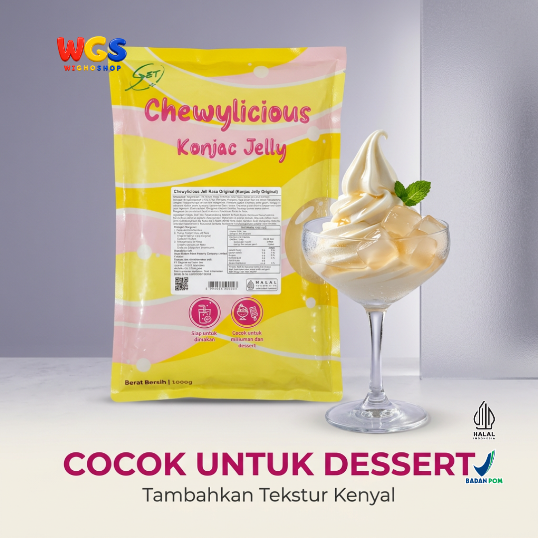 Chewylicious Konjac Jelly Original 1kg - Jeli Konjac Siap Makan Topping Minuman Boba Milk Tea Dessert