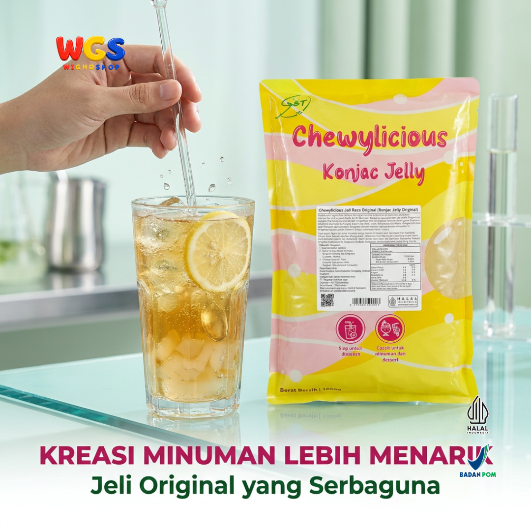 Chewylicious Konjac Jelly Original 1kg - Jeli Konjac Siap Makan Topping Minuman Boba Milk Tea Dessert