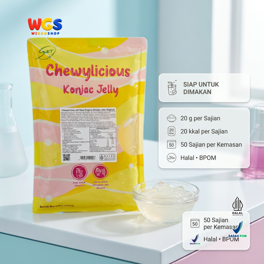 Chewylicious Konjac Jelly Original 1kg - Jeli Konjac Siap Makan Topping Minuman Boba Milk Tea Dessert
