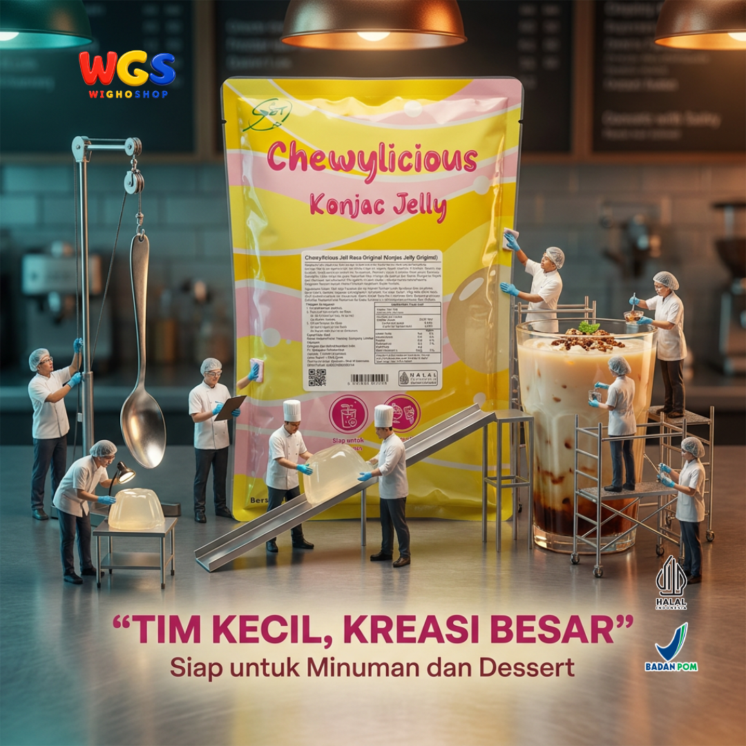 Chewylicious Konjac Jelly Original 1kg - Jeli Konjac Siap Makan Topping Minuman Boba Milk Tea Dessert