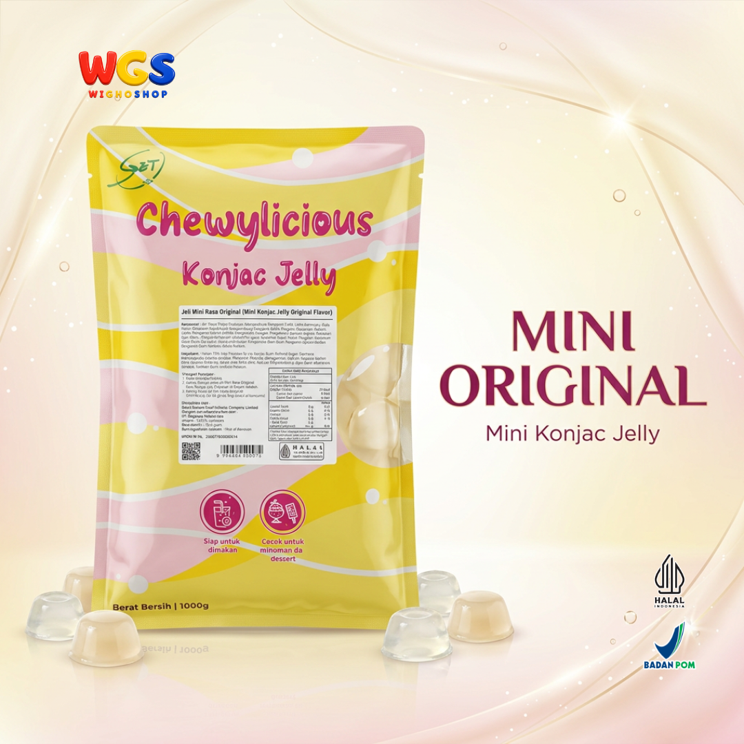 Chewylicious Mini Konjac Jelly Original 1kg - Jeli Konnyaku Mini Siap Makan Topping Boba Milk Tea Minuman Dessert