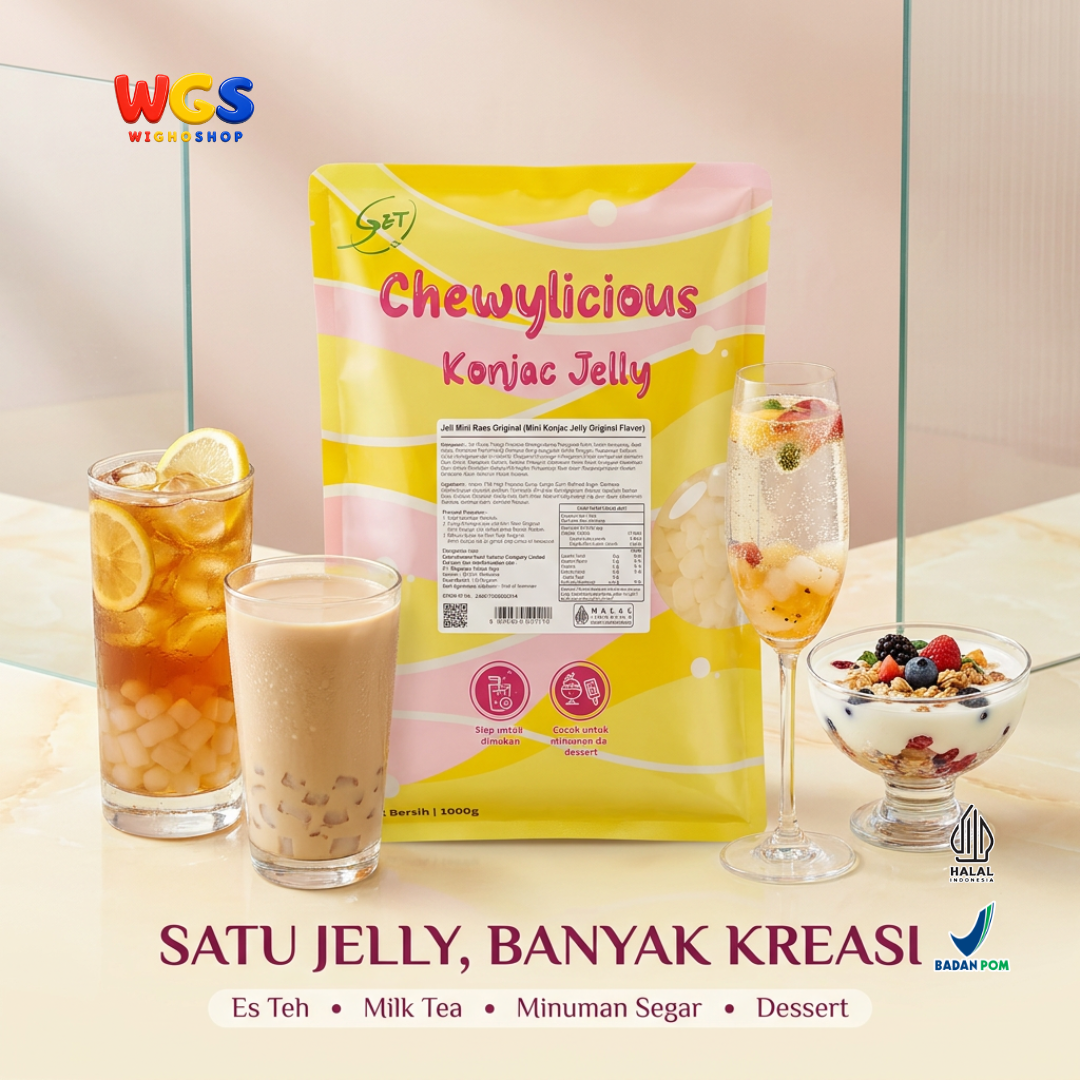 Chewylicious Mini Konjac Jelly Original 1kg - Jeli Konnyaku Mini Siap Makan Topping Boba Milk Tea Minuman Dessert