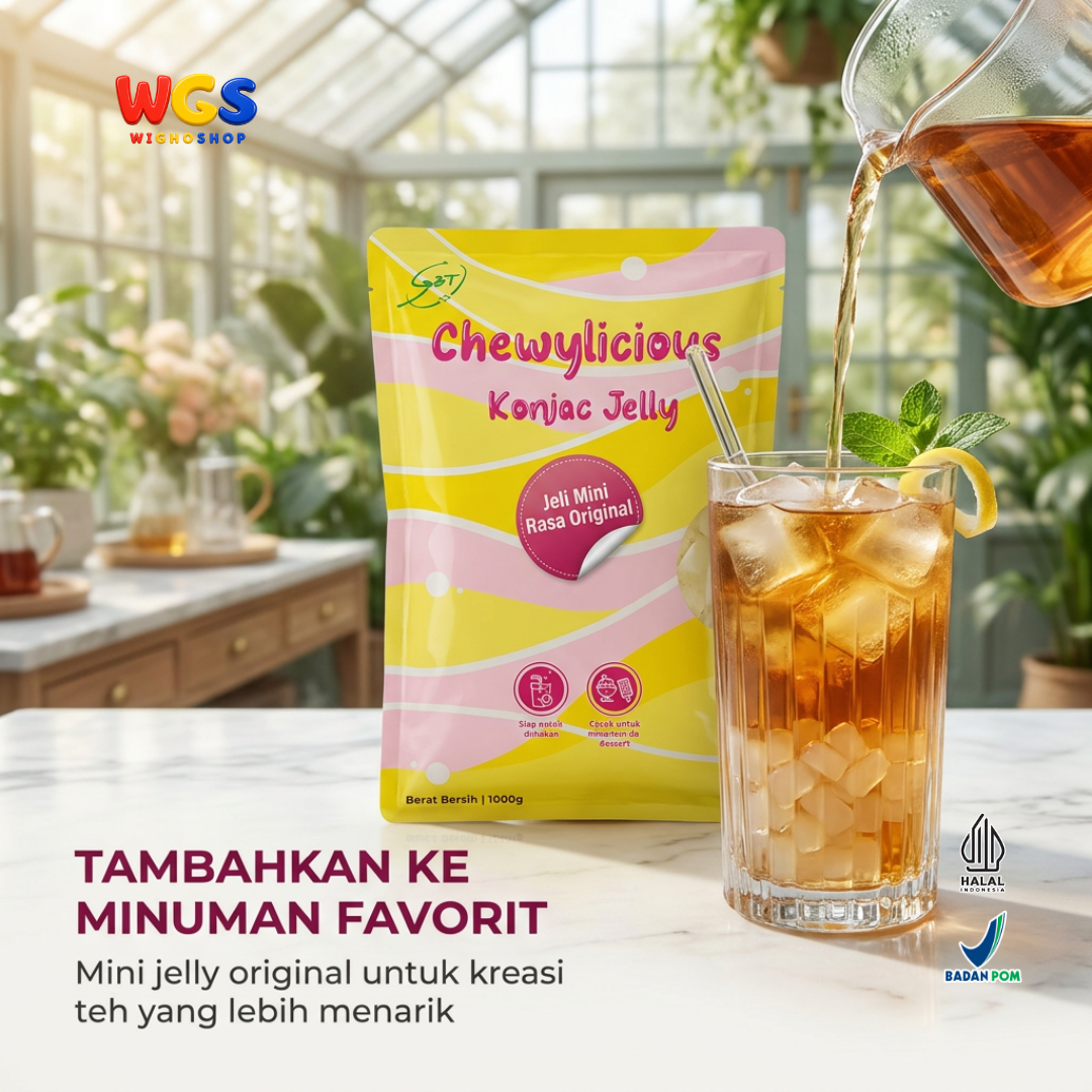 Chewylicious Mini Konjac Jelly Original 1kg - Jeli Konnyaku Mini Siap Makan Topping Boba Milk Tea Minuman Dessert