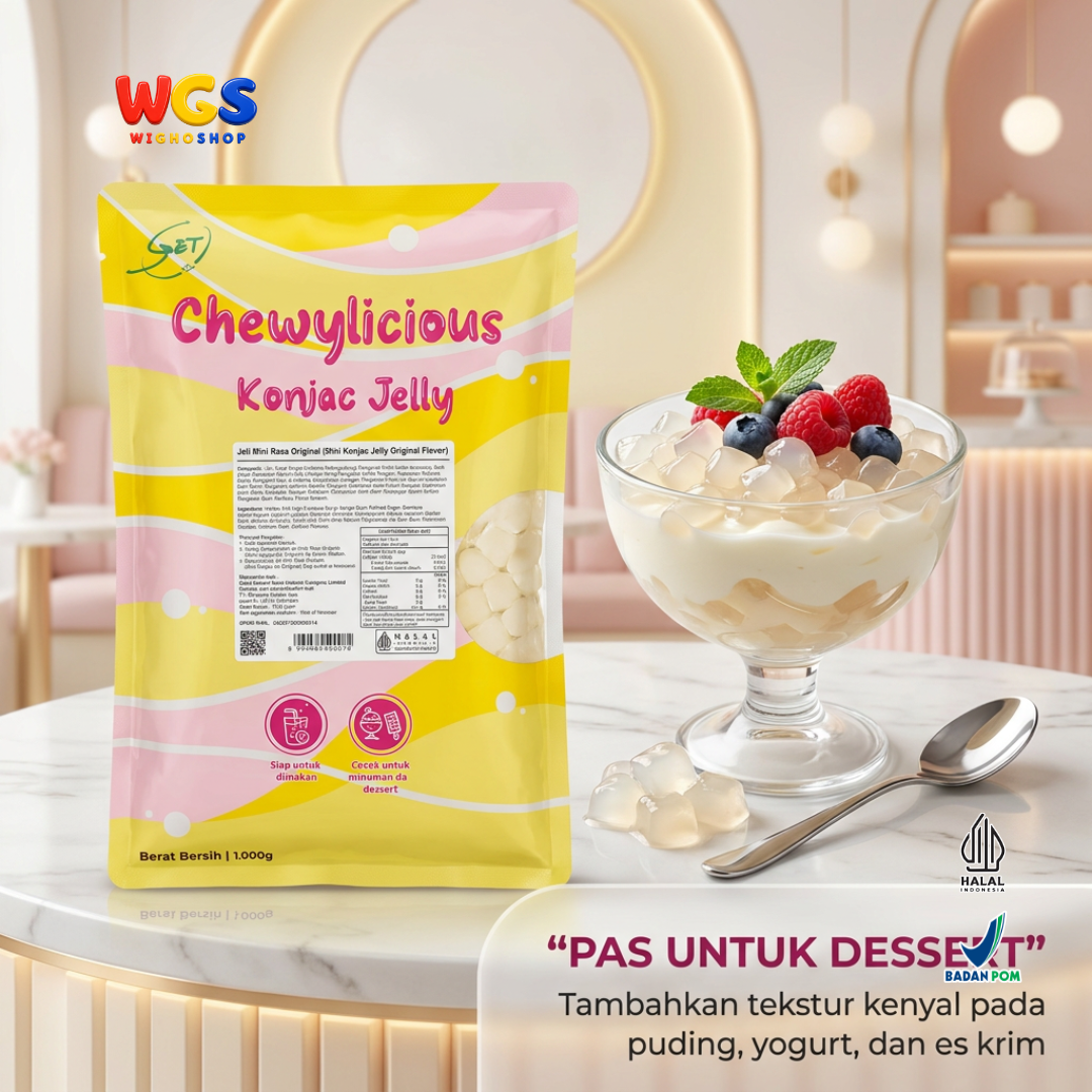 Chewylicious Mini Konjac Jelly Original 1kg - Jeli Konnyaku Mini Siap Makan Topping Boba Milk Tea Minuman Dessert