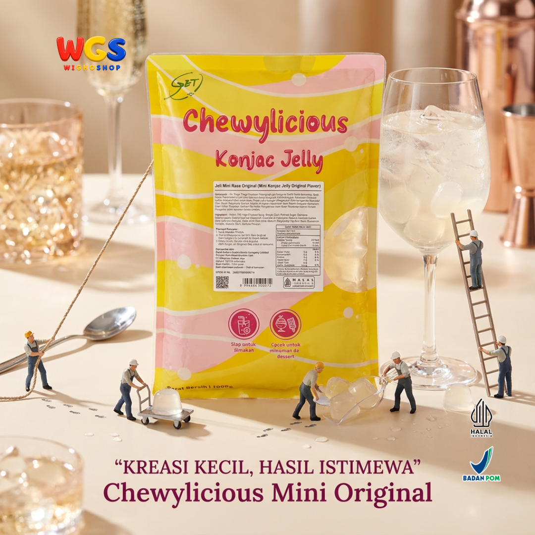 Chewylicious Mini Konjac Jelly Original 1kg - Jeli Konnyaku Mini Siap Makan Topping Boba Milk Tea Minuman Dessert