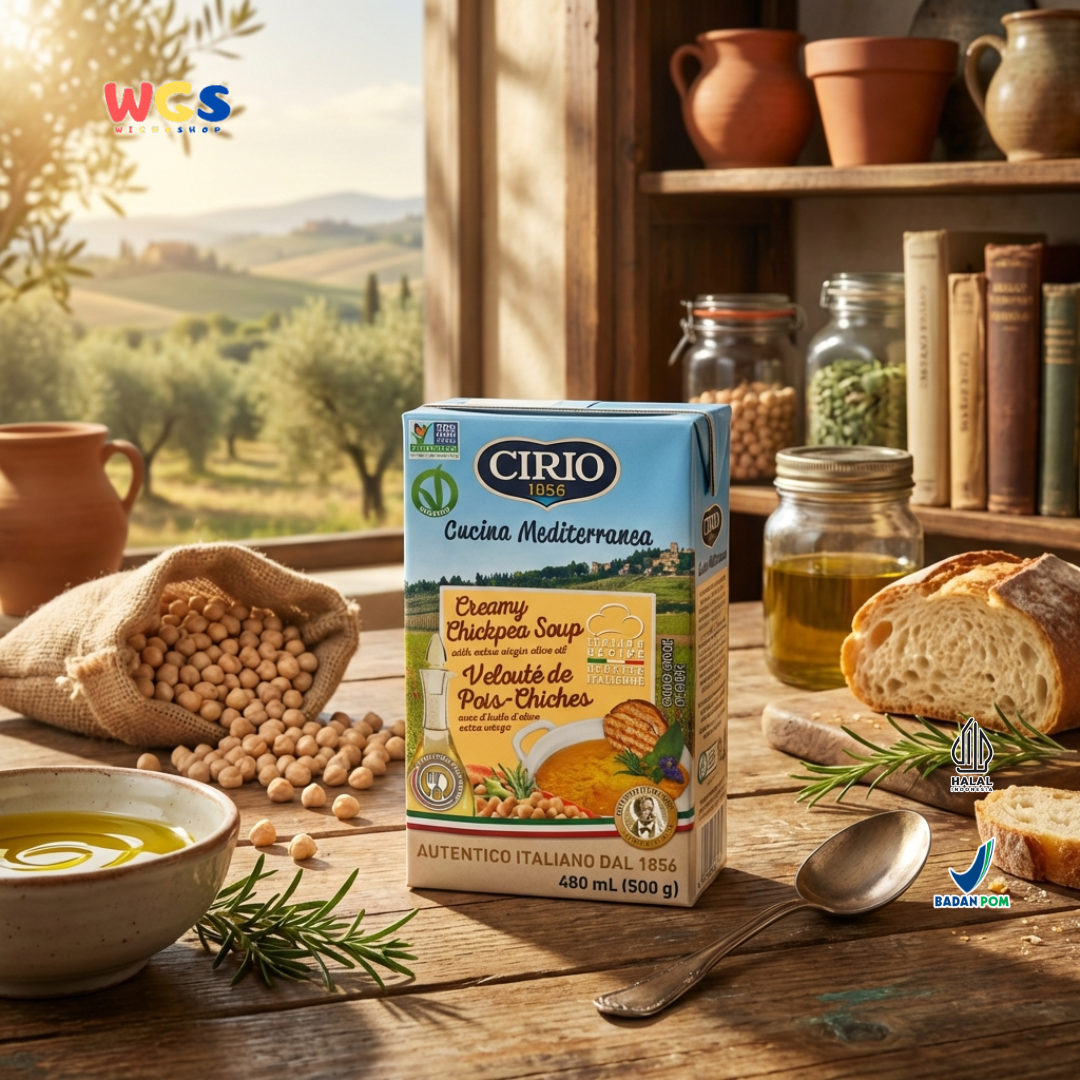 Cirio 1856 Creamy Chickpea Soup 480ml - Sup Kacang Arab Italia dengan Extra Virgin Olive Oil