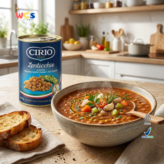 Cirio 1856 Lenticchie Lentils 410g - Kacang Lentil Italia dalam Jus Tomat untuk Sup dan Salad
