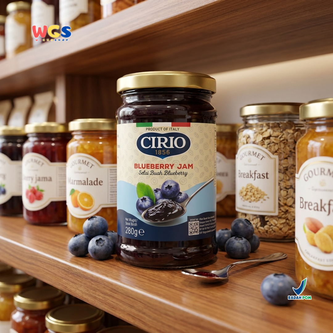 Cirio Blueberry Jam 280g - Selai Buah Blueberry Italia untuk Roti, Pancake, Dessert & Bakery
